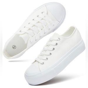 NWT Platform Shoes White Platform Sneakers Black Low Top